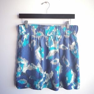 LOFT Ann Taylor Silky Blue Print Mini Skirt
